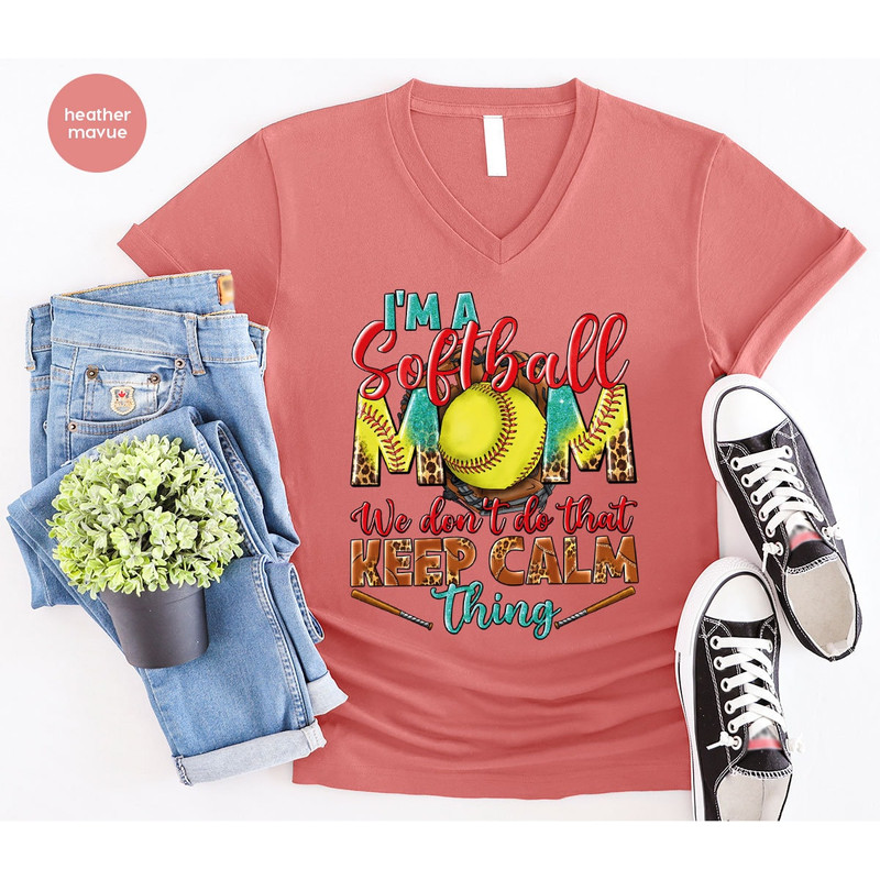 Softball Mom Shirt, Leopard Print Softball Mom Graphic Tees, Sports Mom Gifts, Mama T-Shirt, Softball Gifts for Mama, Softball VNeck Shirt - 1.jpg