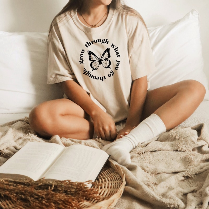 Butterfly tshirts, Grow Through What You Go Through tee, Inspirational tshirts, Motivational tee, Popular tshirt, Boho shirts, - 1.jpg
