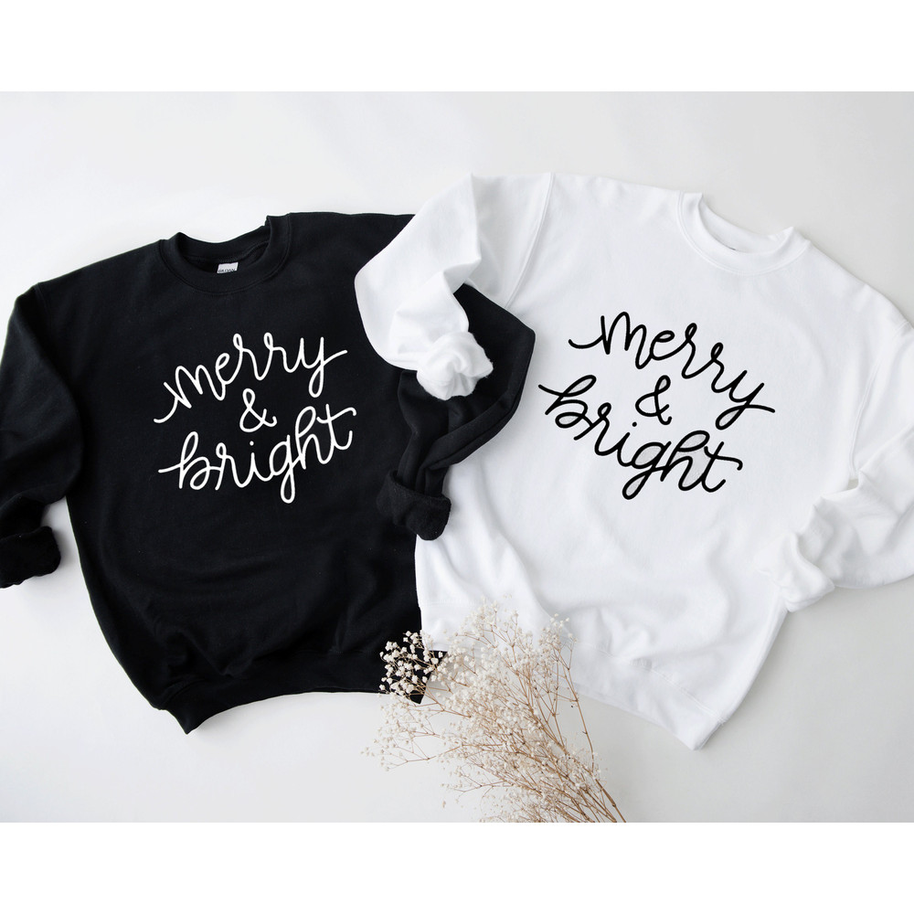 Christmas T-shirt for Women, Merry and Bright Shirt, Christmas Tee, Holiday Shirt, Women's Christmas, Holiday Shirt - 2.jpg