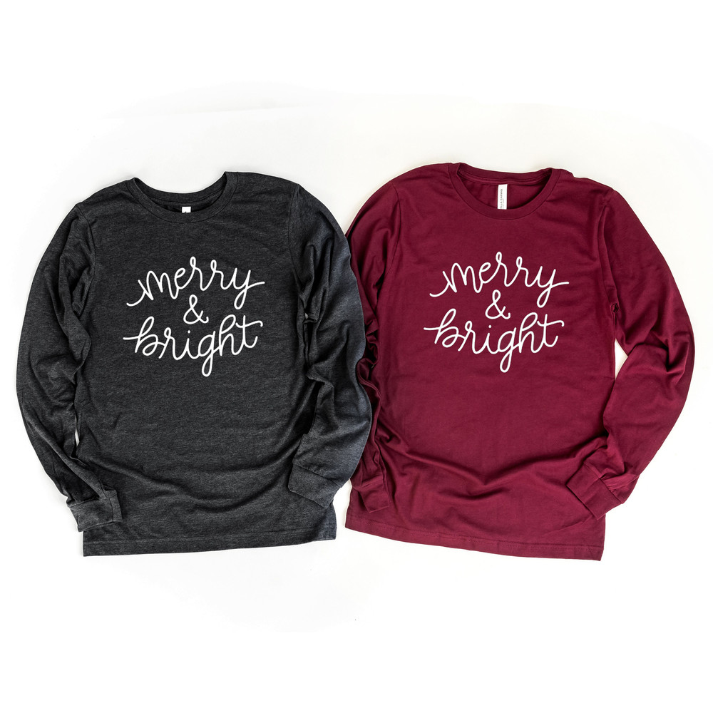 Christmas T-shirt for Women, Merry and Bright Shirt, Christmas Tee, Holiday Shirt, Women's Christmas, Holiday Shirt - 3.jpg