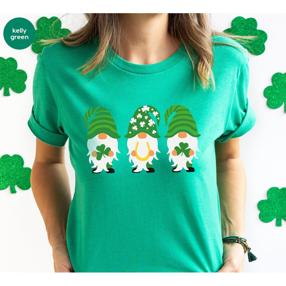 St Patricks Day Gnomes T-Shirt, Cute St Patricks Day Gifts, Vintage Crewneck Sweatshirt, Gifts for Her, Graphic Tees, Shirts for Women - 1.jpg