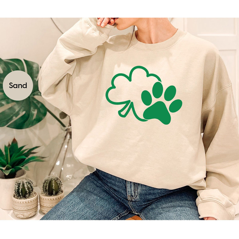 St Patricks Day Shirt, Irish Cat Mom Shirts, Dog Mom Gift, Shamrock Sweatshirt, Paw Print Clover Graphic Tees, St Paddy Shirts, Lucky TShirt - 7.jpg