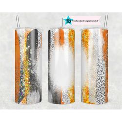 20oz skinny tumbler blank grey orange leopard glitter