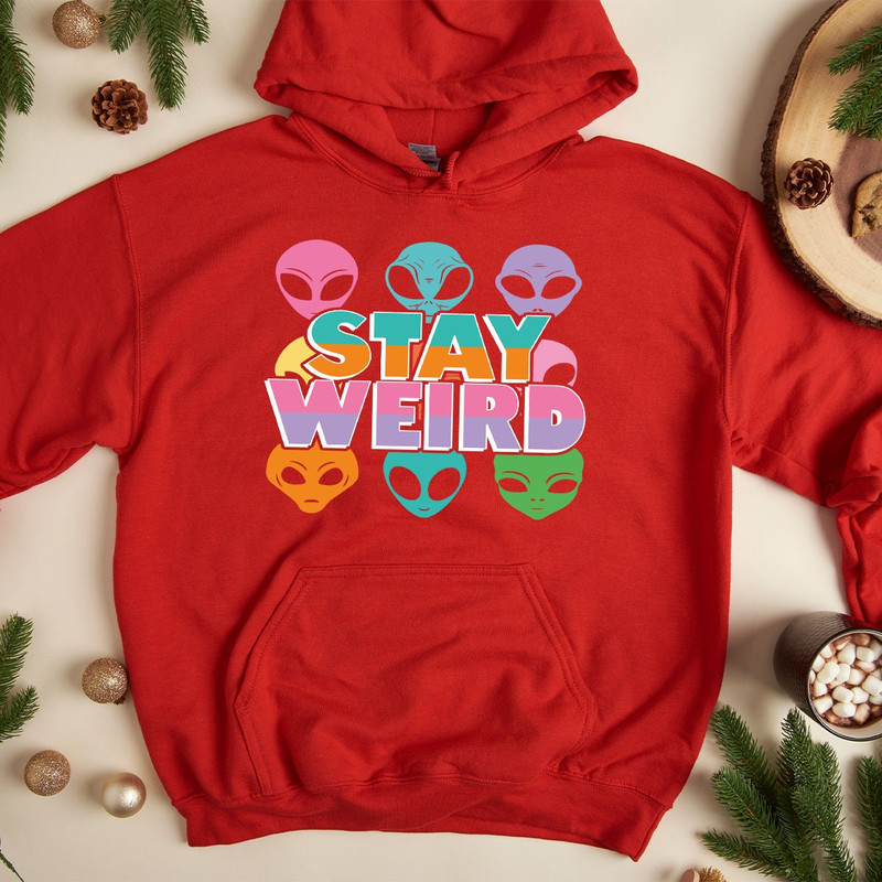 Stay Weird Alien T-Shirt, Funny Unisex Crewneck Alien Shirts, Retro Colorful Shirts For Women, Funny Weird Shirts, Gifts For Her - 4.jpg