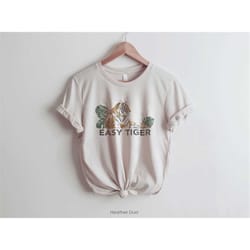 tiger graphic tee | easy tiger vintage tropical jungle women's oversized t-shirt | get em tiger | gift for her