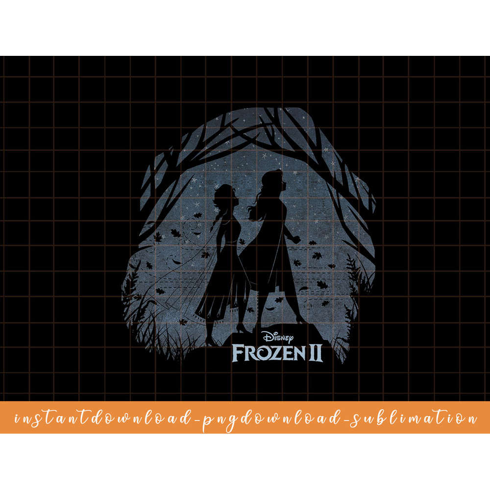 Disney Frozen 2 Elsa Anna Silhouettes Forest Night png, sublimate, digital download.jpg