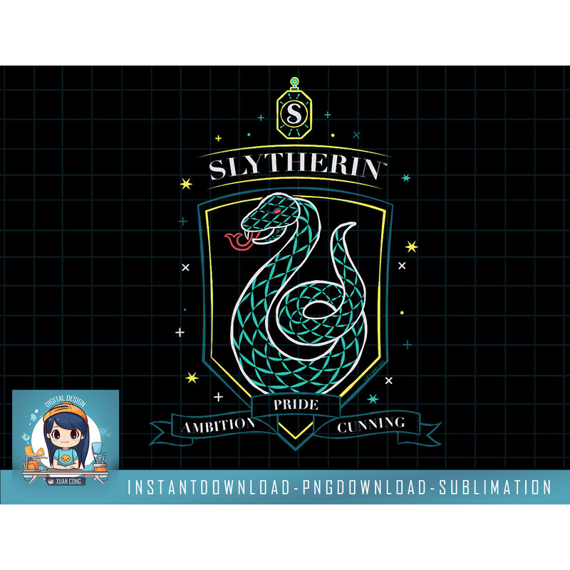 Harry Potter Deathly Hallows 2 Slytherin Bright Snake Crest png, sublimate, digital download.jpg