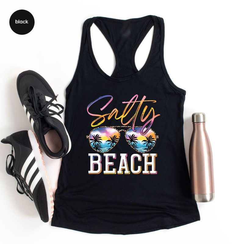 Summer Tank, Salty Beach Tank, Holiday Graphic Tees, Vacation Tank, Travel Vneck Tank, Beach Tees, Gift for Her, Gift for Him - 2.jpg