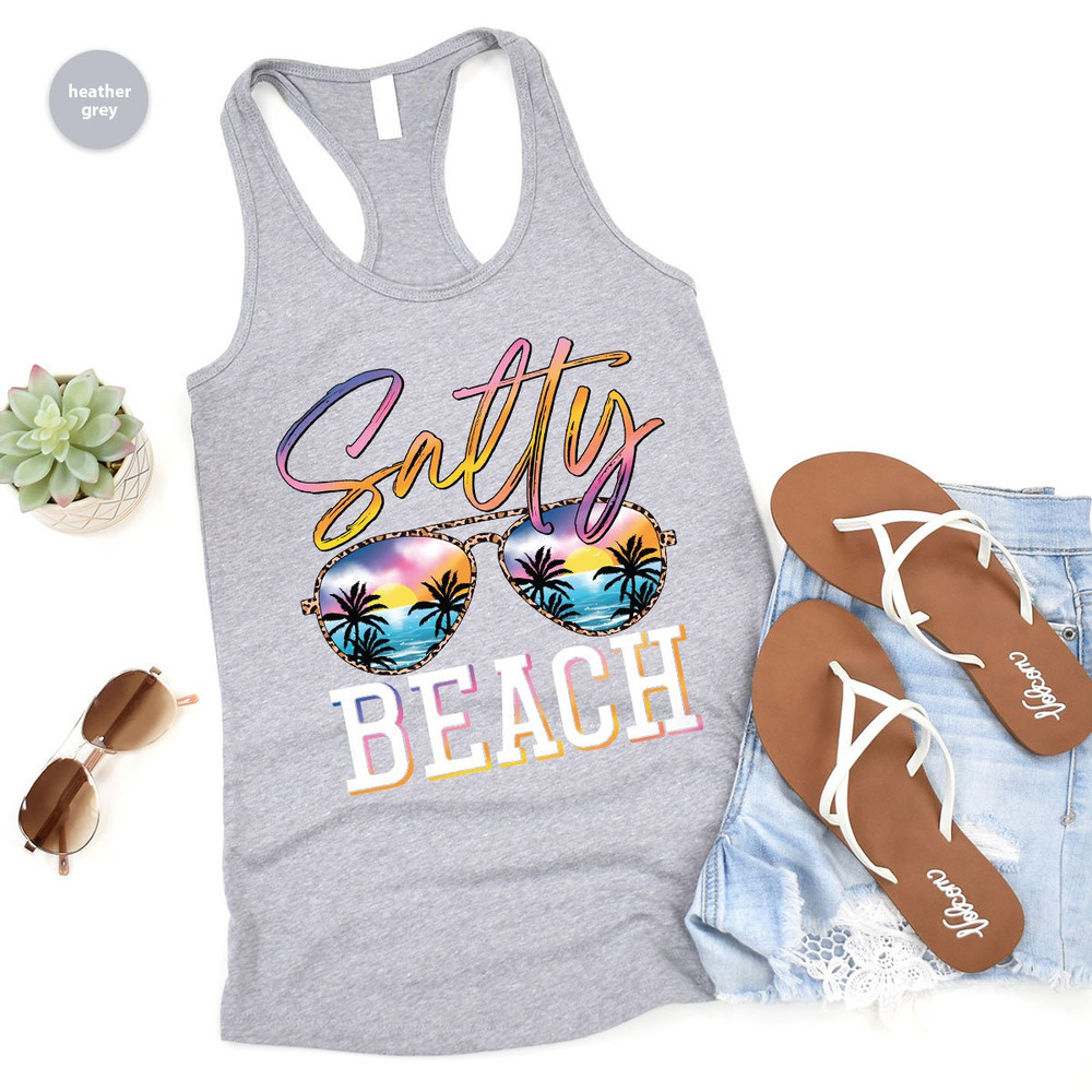 Summer Tank, Salty Beach Tank, Holiday Graphic Tees, Vacation Tank, Travel Vneck Tank, Beach Tees, Gift for Her, Gift for Him - 6.jpg