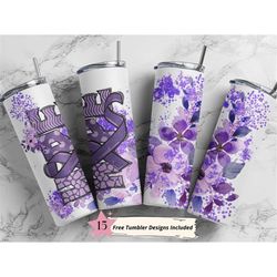 purple hope design 20 oz skinny tumbler sublimation