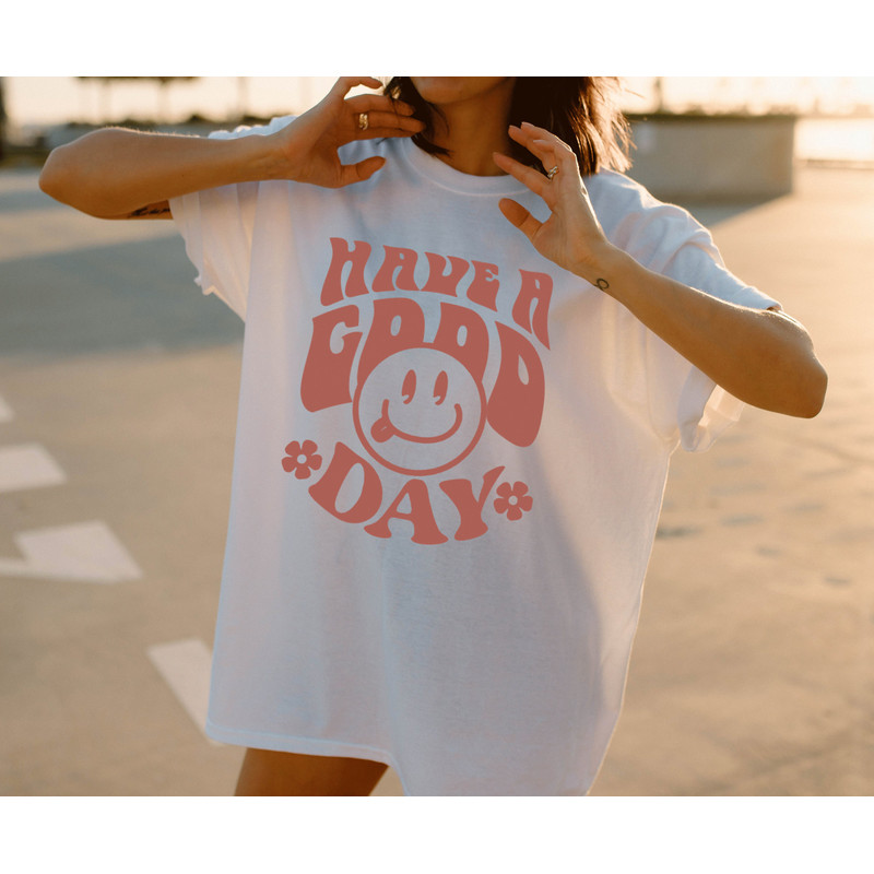 Have a Good Day Graphic Tshirt, Retro Smile Face,Happy Face TSHIRT, Words on Back Trendy Shirt, Preppy T-shirt Aesthetic VSCO Tshirt - 2.jpg