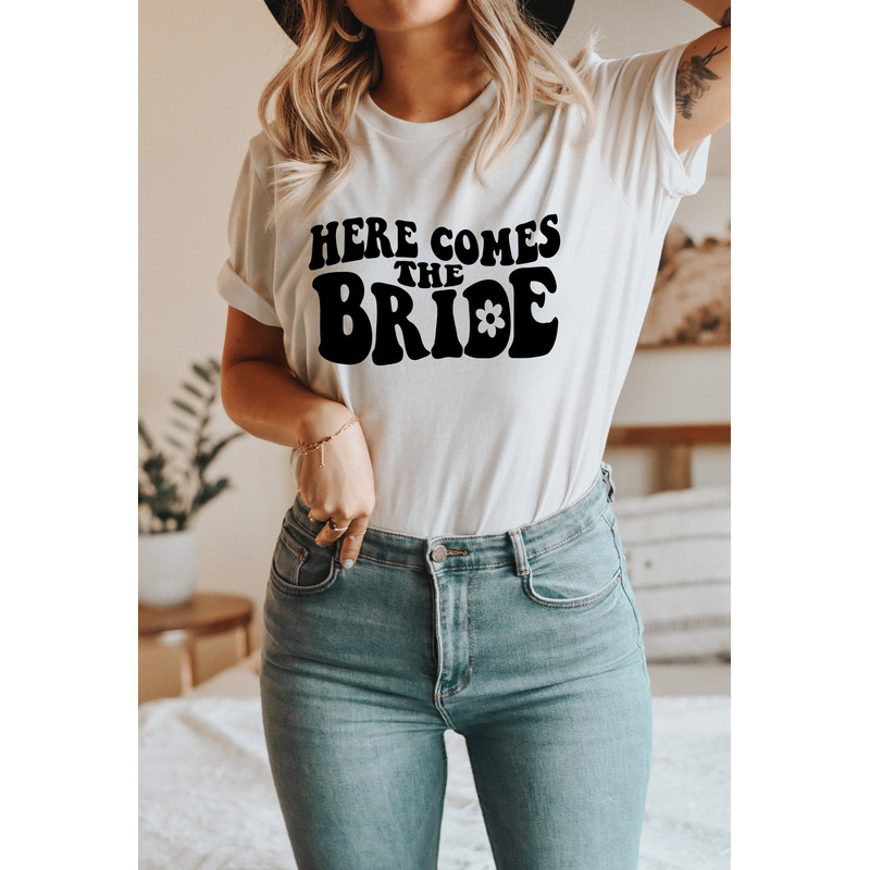 Here Comes the Bride, Bride T-Shirt, Bride T Shirt, Bride Tee, Comfort Colors T Shirt, Bachelorette Party T Shirts, Engagement Gift - 1.jpg