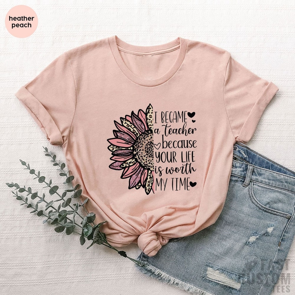 Teacher Shirt, Inspirational T Shirt, Back to School, Gift for Teacher, Sunflower Teacher Shirt, Motivational T-Shirt, Teach Love Inspire - 1.jpg