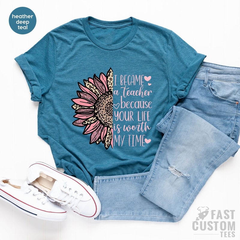 Teacher Shirt, Inspirational T Shirt, Back to School, Gift for Teacher, Sunflower Teacher Shirt, Motivational T-Shirt, Teach Love Inspire - 3.jpg