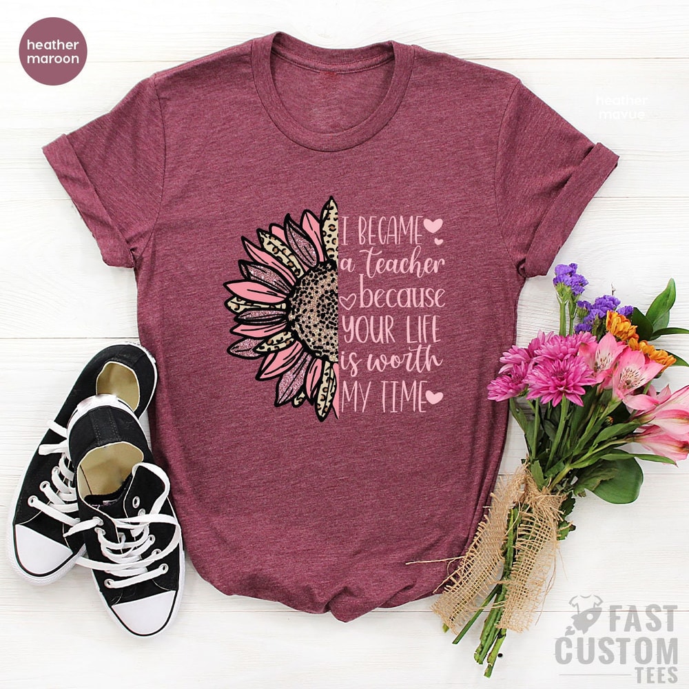 Teacher Shirt, Inspirational T Shirt, Back to School, Gift for Teacher, Sunflower Teacher Shirt, Motivational T-Shirt, Teach Love Inspire - 4.jpg