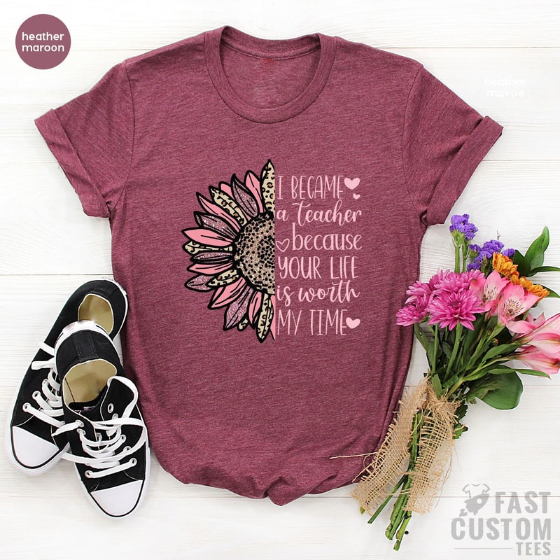 Teacher Shirt, Inspirational T Shirt, Back to School, Gift for Teacher, Sunflower Teacher Shirt, Motivational T-Shirt, Teach Love Inspire - 4.jpg