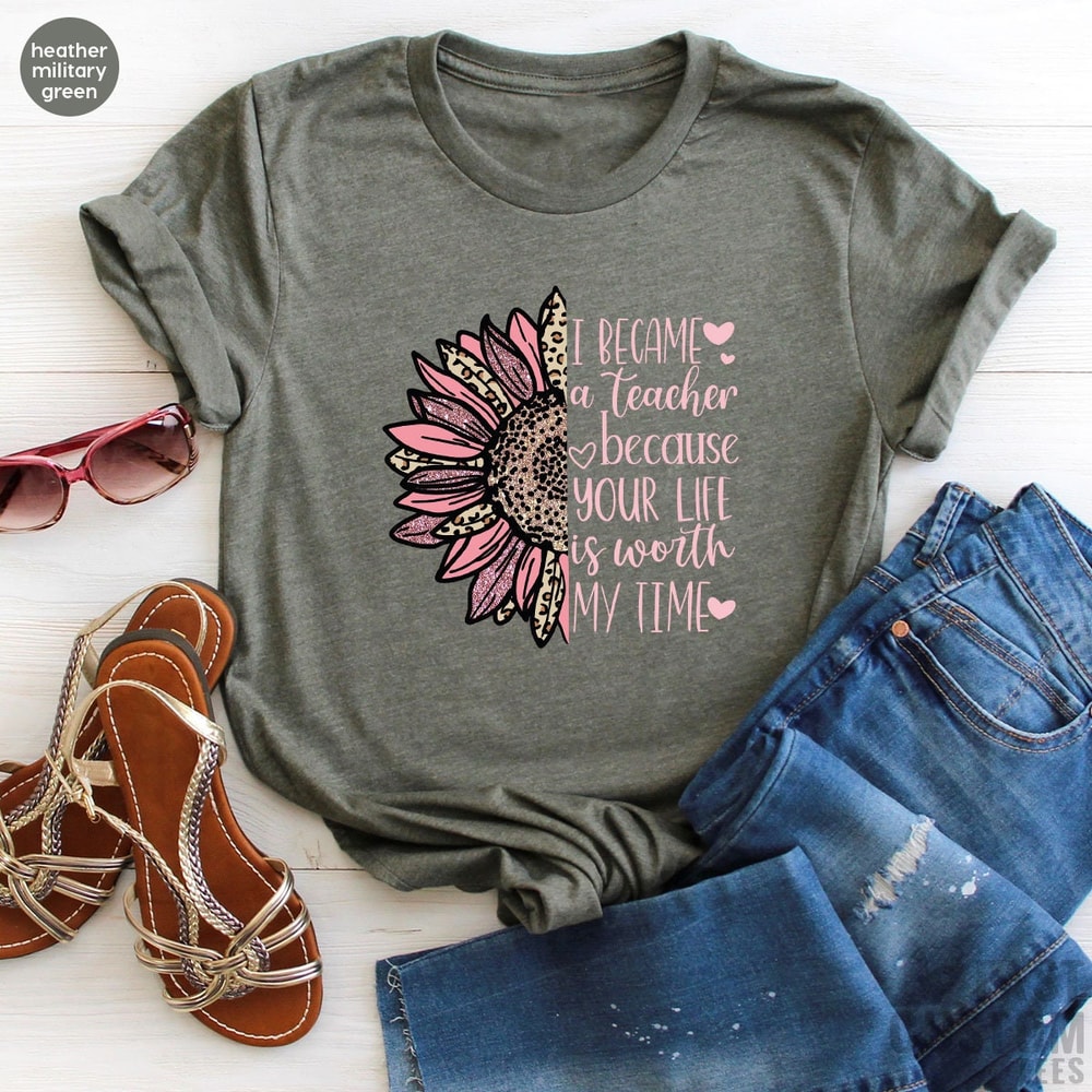 Teacher Shirt, Inspirational T Shirt, Back to School, Gift for Teacher, Sunflower Teacher Shirt, Motivational T-Shirt, Teach Love Inspire - 6.jpg