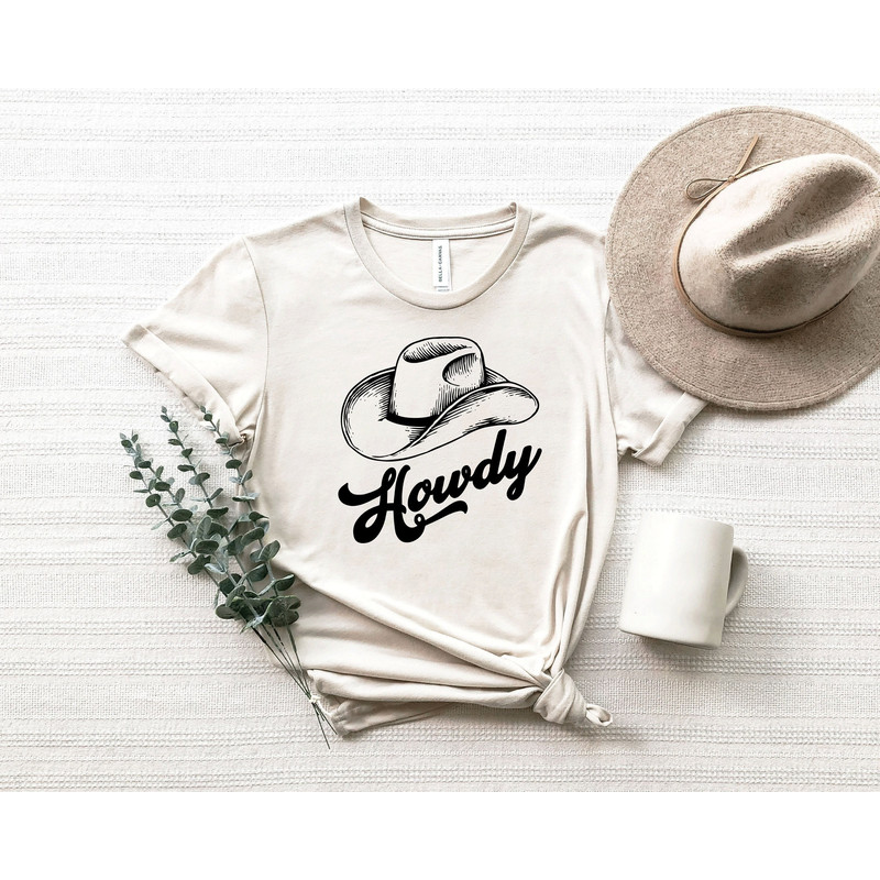 Howdy Hat T-shirt , Faux Cowhide, Country Western Shirts, Rodeo Fashion, Cowgirl Style, Christmas Gift Shirt, Country Musicwboy shirt - 1.jpg