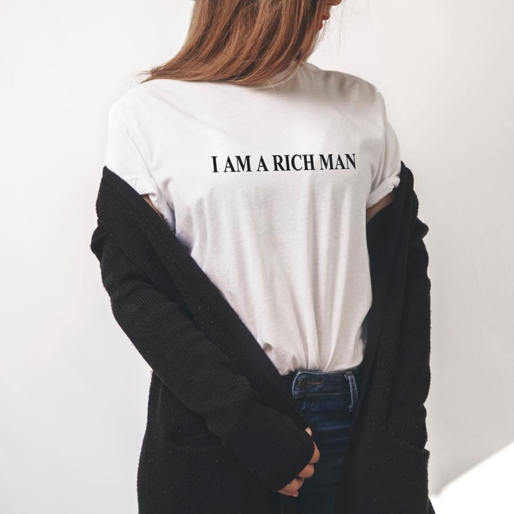 I am a Rich Man, Inspirational, Unisex Crew Neck Shirt, Empowering women - 1.jpg