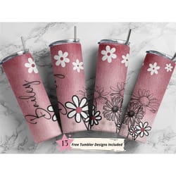 custom name daisy wrap 20oz skinny straight tumbler png