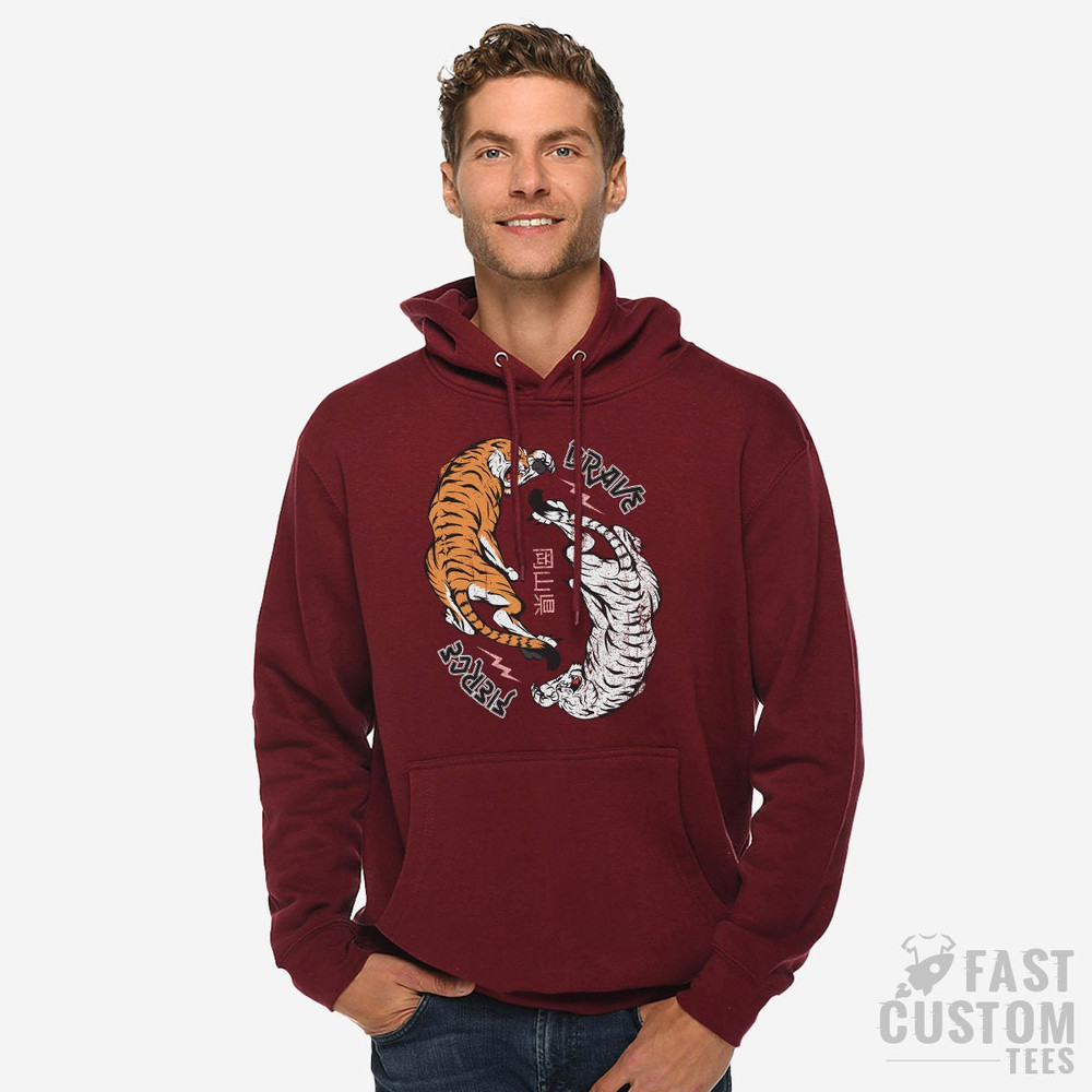 Tiger Hoodie, Yin Yang Hoodie, Brave Hoodie, Retro Hoodie, Vintage Sweatshirt, Positivity Quote, Animal Print Hoodies, Outdoor Clothing - 5.jpg