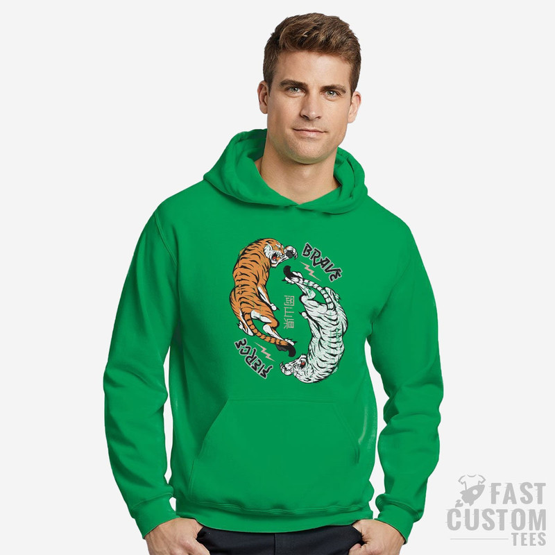Tiger Hoodie, Yin Yang Hoodie, Brave Hoodie, Retro Hoodie, Vintage Sweatshirt, Positivity Quote, Animal Print Hoodies, Outdoor Clothing - 7.jpg
