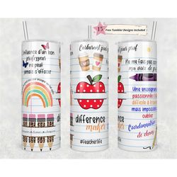 20 oz skinny tumbler french teacher rainbow crayons teacher