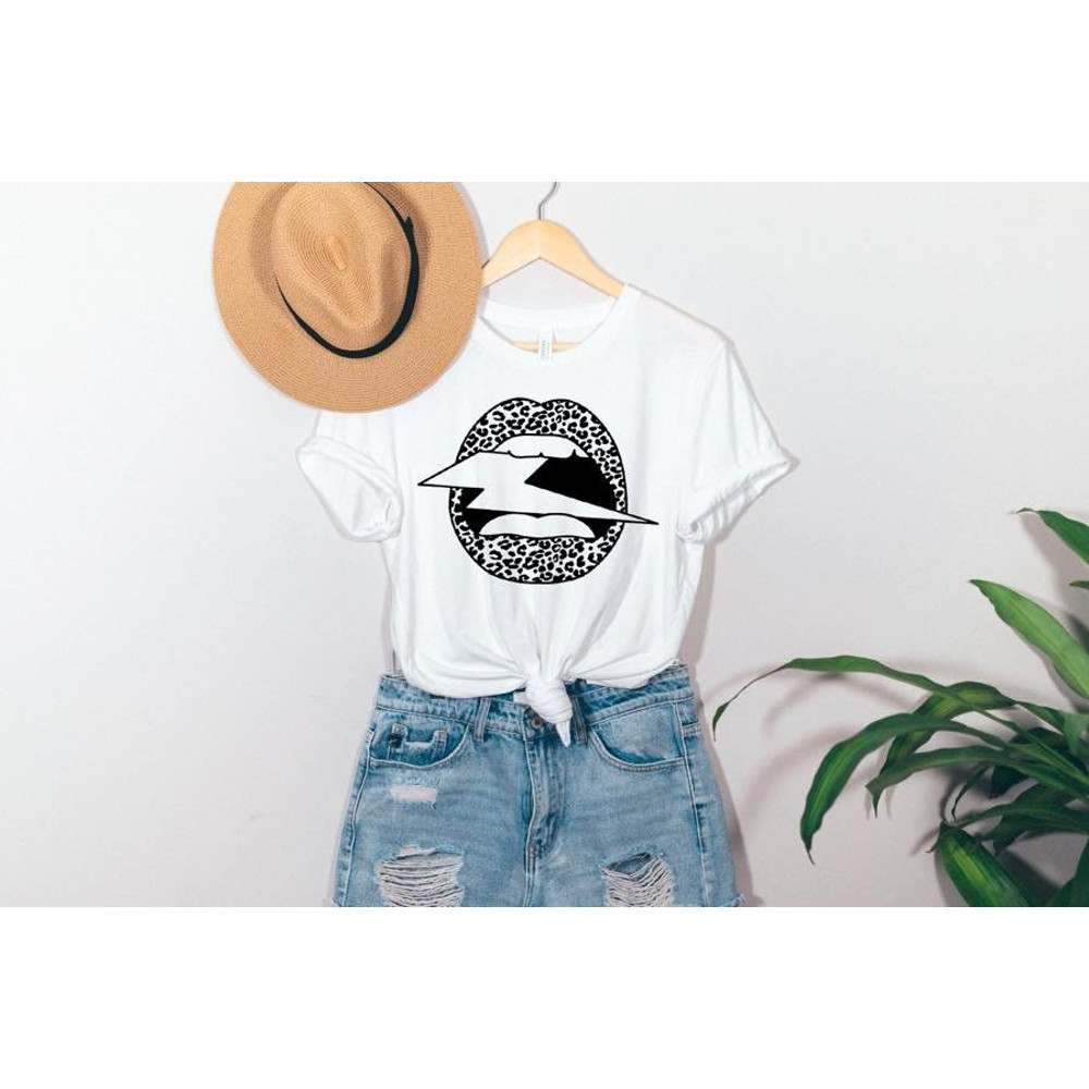 Lips Leopard Print shirt, T shirt, Graphic Tee, Brunch Shirts, Weekend Shirt, Boating Shirt, Workout Shirt, Comfy Tee - 1.jpg