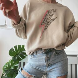 lightning bolt sweatshirt, leopard bolt sweatsh