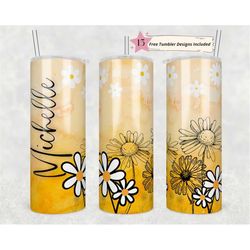 custom name daisy wrap 20oz skinny straight tumbler