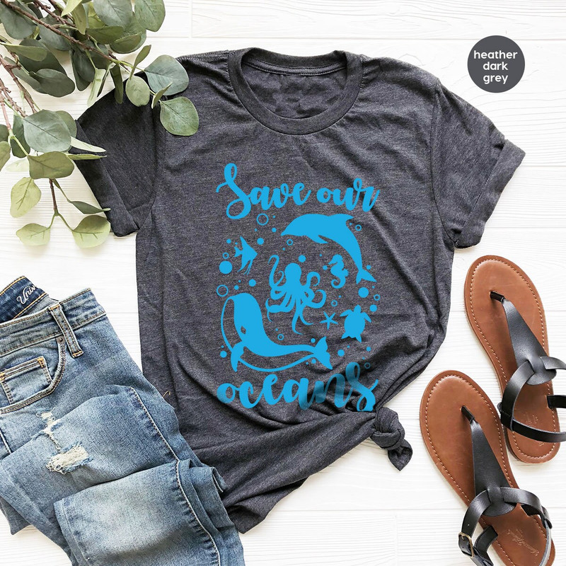 Trendy Oceans Shirt, Sea Animals Graphic Tees, Aesthetic Ocean Gifts, Environmental Toddler Shirt, Earth Day VNeck T-Shirt, Gifts for Her - 2.jpg