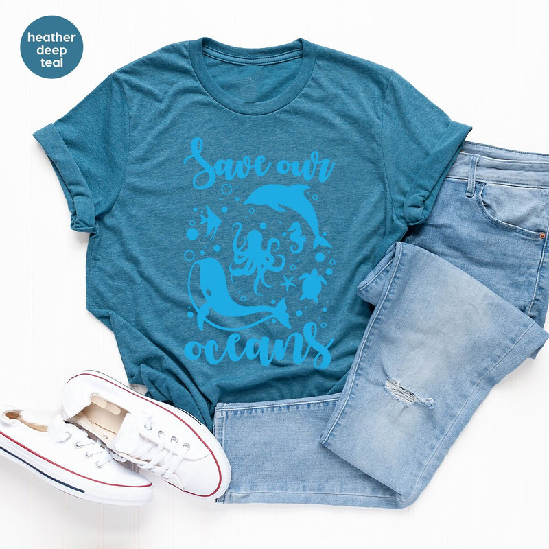 Trendy Oceans Shirt, Sea Animals Graphic Tees, Aesthetic Ocean Gifts, Environmental Toddler Shirt, Earth Day VNeck T-Shirt, Gifts for Her - 3.jpg