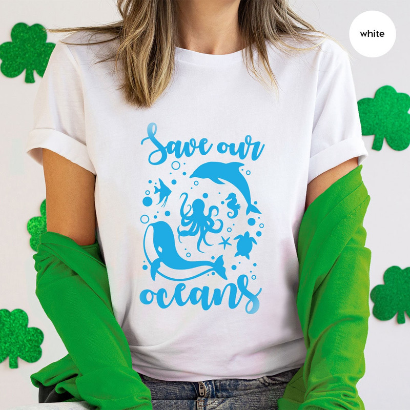 Trendy Oceans Shirt, Sea Animals Graphic Tees, Aesthetic Ocean Gifts, Environmental Toddler Shirt, Earth Day VNeck T-Shirt, Gifts for Her - 5.jpg