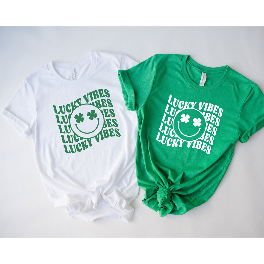 Lucky vibes shirt, Lucky tshirts, clover tshirts, St Patricks Day Shirt, Shamrock Shirt, Teacher Shirt, Mom Shirt, Irish tshirts - 1.jpg