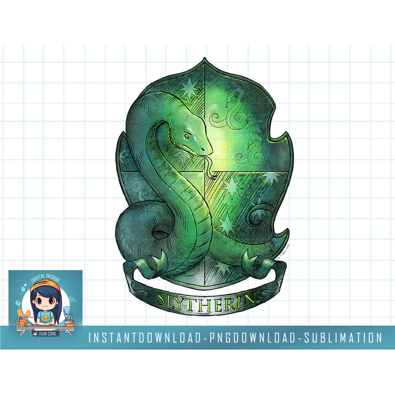 Harry Potter Deathly Hallows 2 Slytherin Shining Crest png, sublimate, digital download.jpg