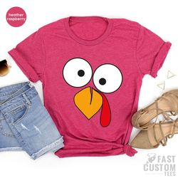 turkey face shirts, funny thanksgiving t-shirt, cute turkey fall thanksgiving shirt, little turkey shirt, family matchin