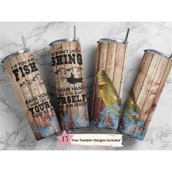 20 oz skinny tumbler sublimation funny fishing wrap, straight