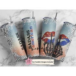 20oz skinny tumbler badass american mama sublimation