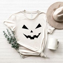 pumpkin face shirt, jack-o-lantern shirt, women