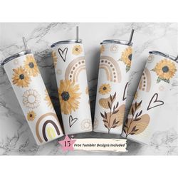 20oz skinny tumbler sublimation designs boho sunflower