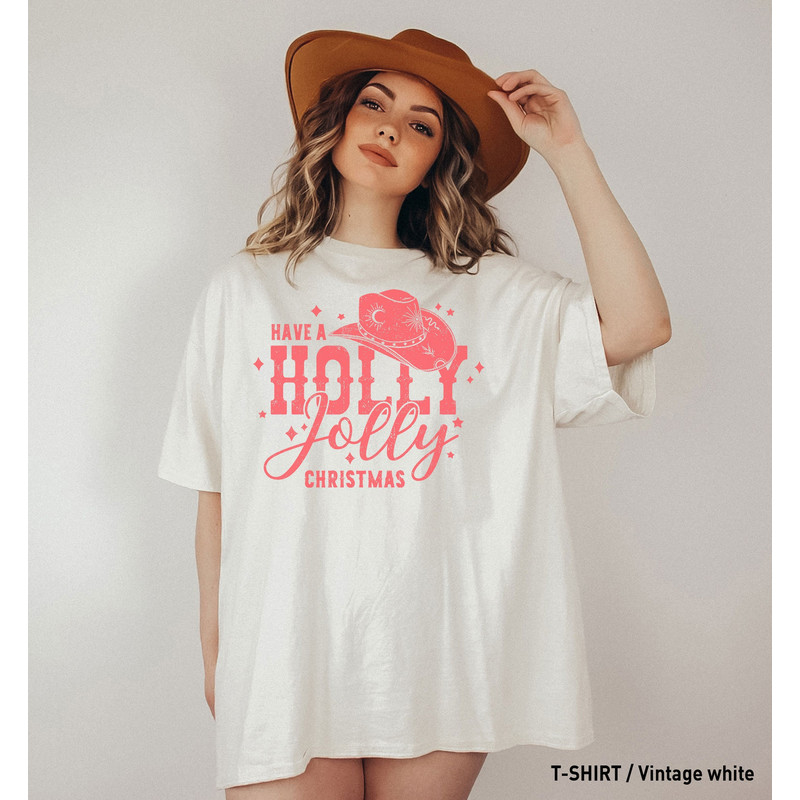 Retro Christmas tshirts, Holly Jolly Western Christmas tee, Western Christmas shirts, Country Christmas shirt, Retro Christmas Graphic - 1.jpg