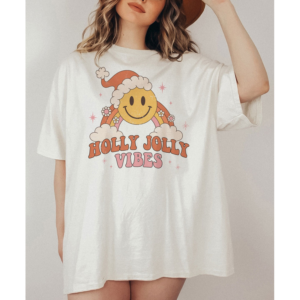 Retro holly jolly vibes Shirt, Vintage Christmas Shirt, Vintage Christmas Shirt, Christmas Gift Shirt, Merry Christmas Shirt - 1.jpg