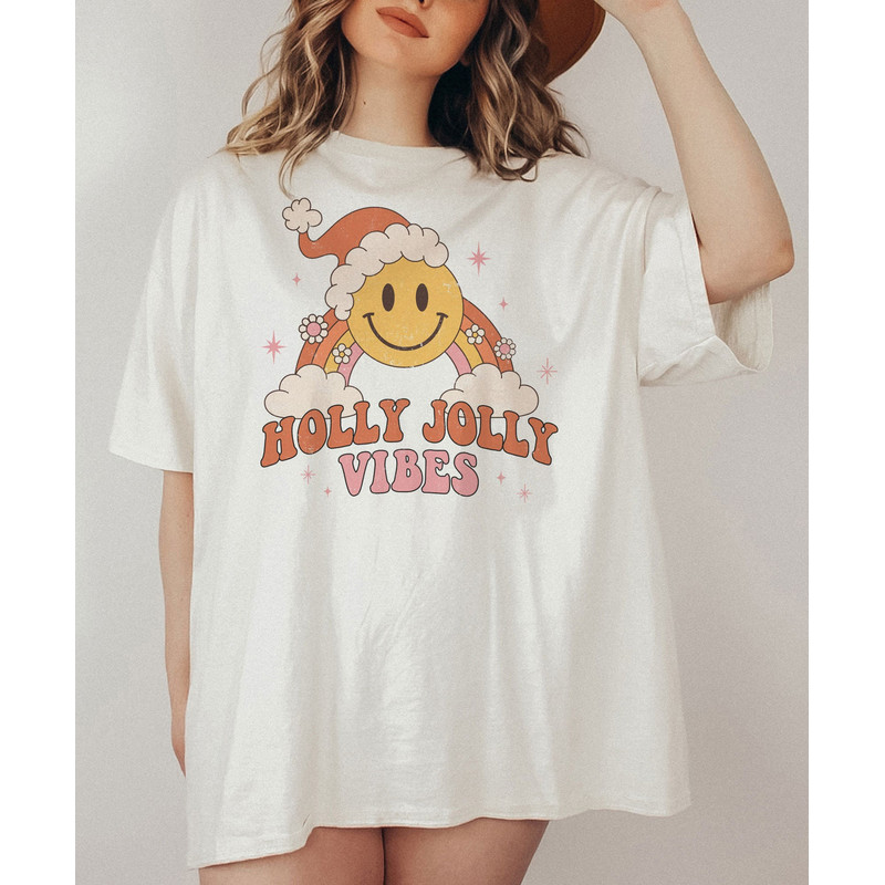 Retro holly jolly vibes Shirt, Vintage Christmas Shirt, Vintage Christmas Shirt, Christmas Gift Shirt, Merry Christmas Shirt - 1.jpg