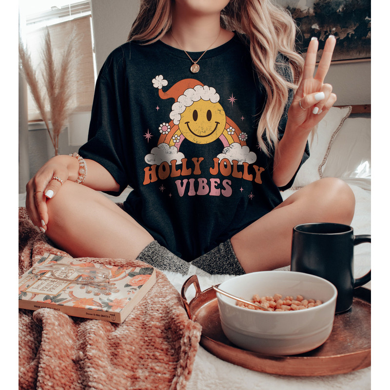 Retro holly jolly vibes Shirt, Vintage Christmas Shirt, Vintage Christmas Shirt, Christmas Gift Shirt, Merry Christmas Shirt - 2.jpg