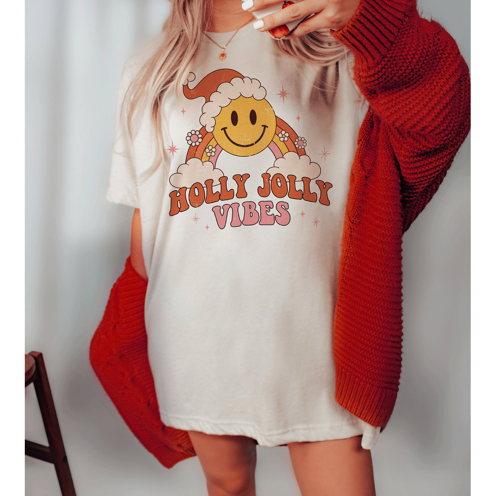 Retro holly jolly vibes Shirt, Vintage Christmas Shirt, Vintage Christmas Shirt, Christmas Gift Shirt, Merry Christmas Shirt - 3.jpg