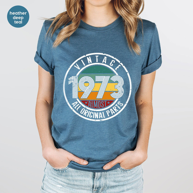 Vintage Birthday Graphic Tee, 1973 Birthday T-Shirt, Customized Birthday Shirt, 50th Birthday Gift, Personalized Gifts, Retro Birthday Shirt - 4.jpg