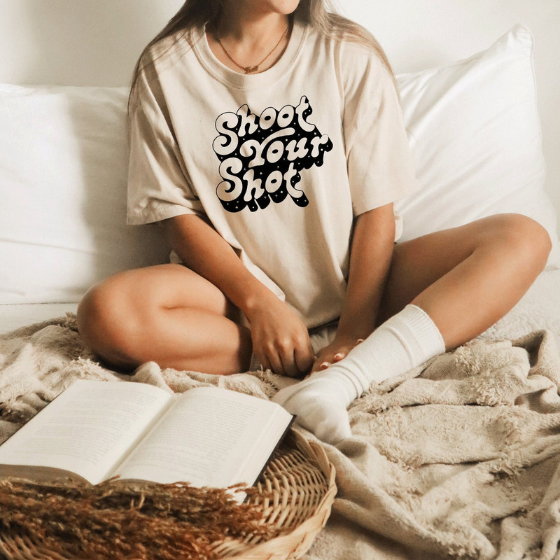 Shoot your shot tshirts, Retro Boho Tee, Oversized Graphic T-Shirt, Girl Power Shirt, Woman Power Shirt, Retro Shirt - 1.jpg