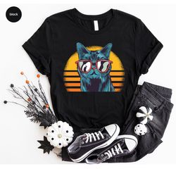 vintage cat t shirt, cool cat shirt, cat crewneck sweatshirt, retro cat tshirts, cat mom gift, cat dad outfit, cat owner