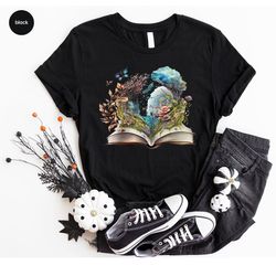 vintage librarian shirt, book gift for her, book shirt, reading graphic tees, teacher vneck shirt, library shirt for wom