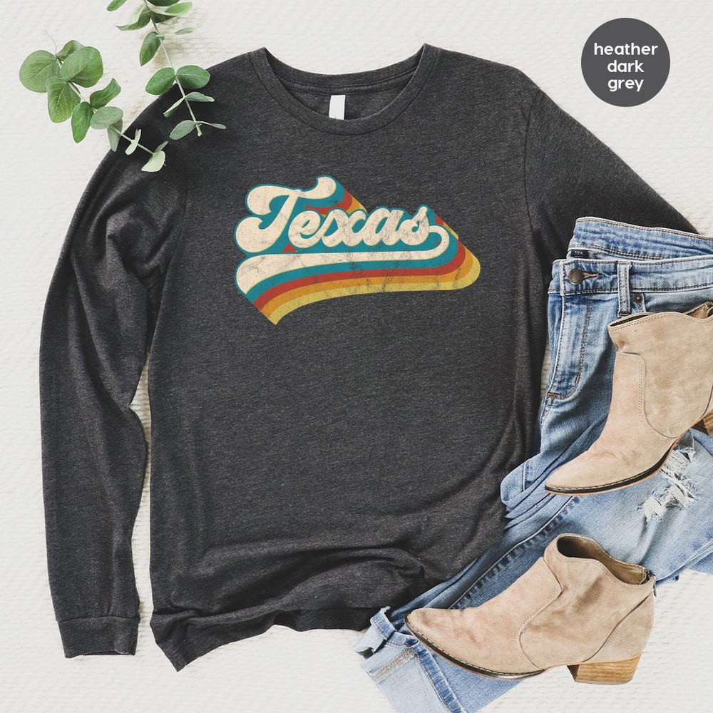 Vintage Texas Long Sleeve, Texas Fan Hoodie, Vintage Sweatshirt, Texas Pride, College Student Gifts, State Shirts, Texas Shirt, Texas Cities - 1.jpg